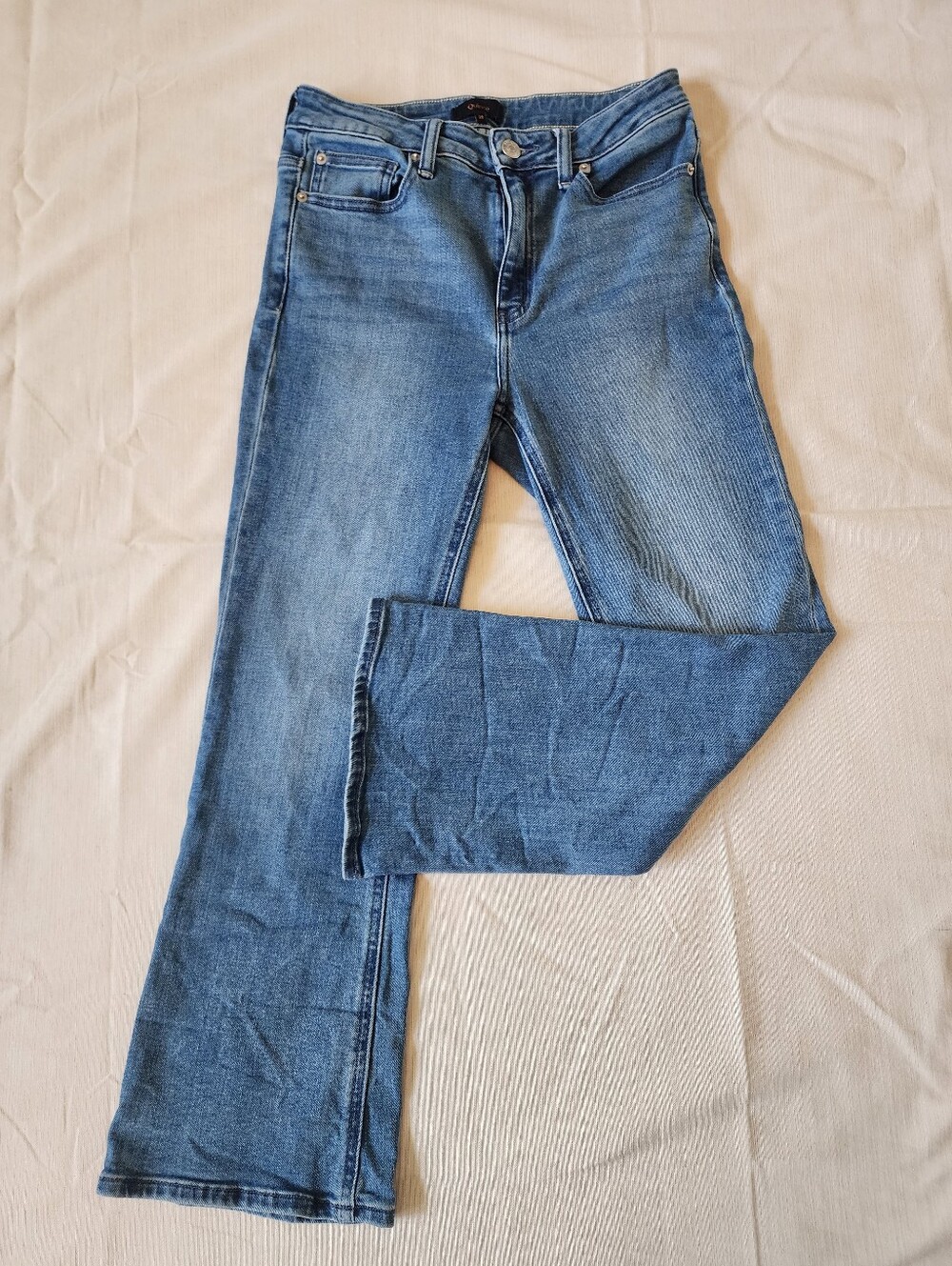Quince Bella Stretch Kick Flare Jeans Seaside Blue Size 28